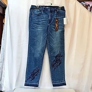 DG2 Diane Gilman Stretch Released Hem Skinny Jean, Midtone, Size 12